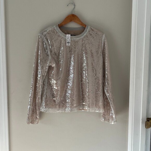 New York & Co / NY & C NWT Size Large Iridescent sequins long Sleeve Holiday - Picture 2 of 7